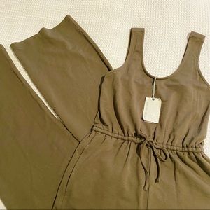 Barefoot Dreams Luxe Lounge Wide Leg Jumpsuit Malibu Collection NWT XS Olive